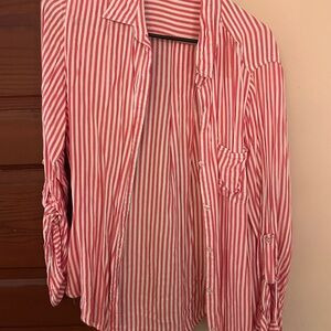 Velvet Heart Pink and White Striped Shirt